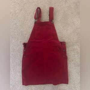 Forever 21 red corduroy overalls dress
